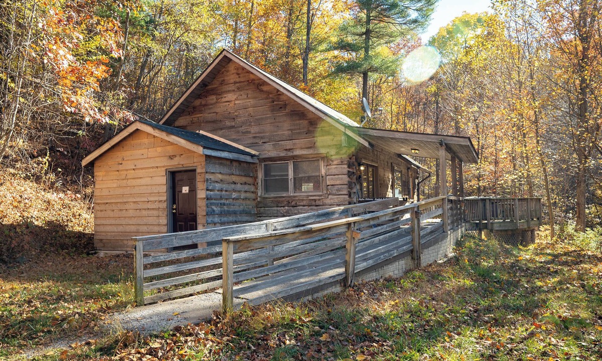 Stanley Cabin | Secluded log cabin, fireplace, wi-fi, hot tub on deck! Secluded on 6 acres
