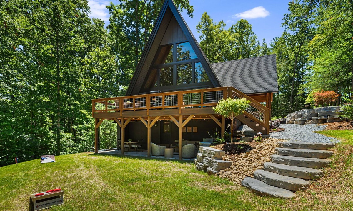 Lenoir Ski Chalet | Unique '72 A-Frame: Firepit, Hot Tub, Jukebox, EV
