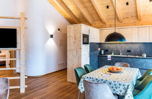 San Vigilio Apartment | Apartment "Les Ciases Chalets Dolomites Apt 3" with Private Balcony, Shared Sauna & Wi-Fi