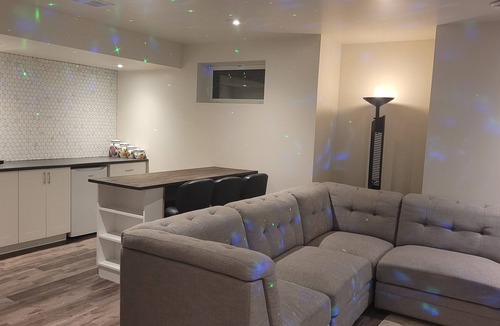 Stony Plain House | Basement suite with 1bed, 1bath and a sitting area with Kichenete by Westview HC