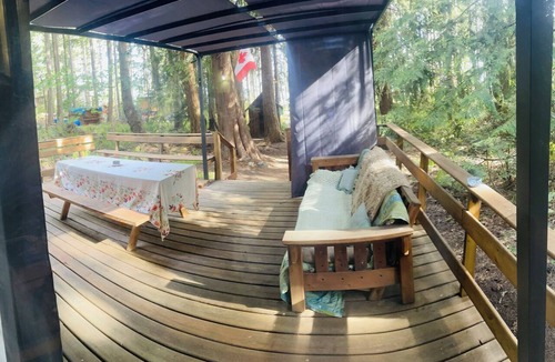 Savary Island Cabin | Cute cozy log cabin nestled in private wooded area between 2 sandy beaches