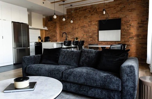 Old Montreal Apartment | Maison Place Royale Luxury Waterfront One-Bedroom Apartment Old Montreal Water View St. Lawrence River Full Kitchen Stone Walls Wi-Fi AC
