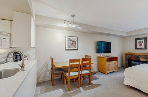 Whistler Village Apartment | Mountain studio with fireplace, jetted tub, quick ski access, & gym