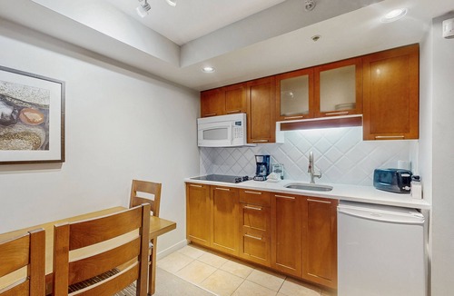 Whistler Village Apartment | Perfect 5th-floor studio with ski & mountain views & fireplace