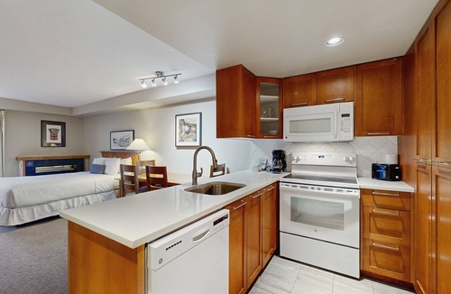Whistler Village Apartment | Ski lover's 4th-floor studio with fireplace, free WiFi, & well-equipped kitchen