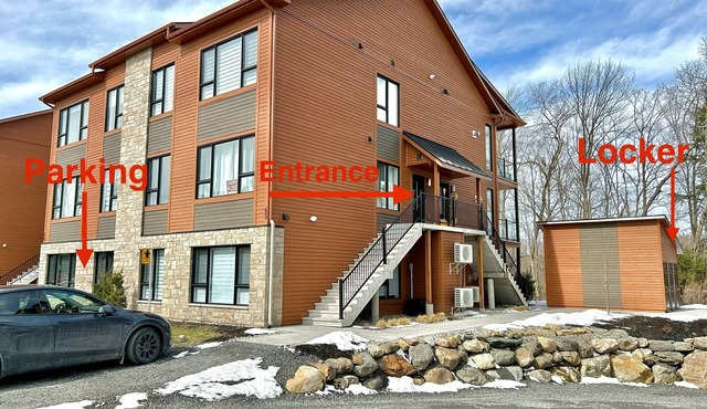 3rd Floor New Construction - Prime Location with Ski Shuttle Bus on Site in Bromont