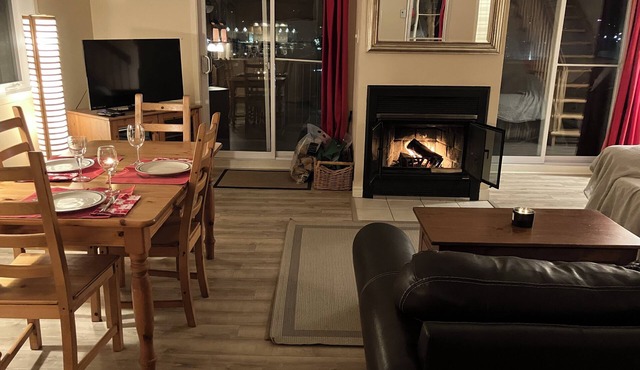 Enjoy a nice ski in ski out vacation in this cozy condo with fireplace.