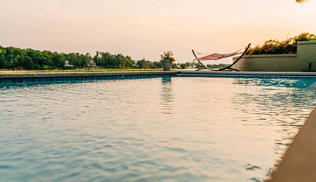 Irvington Waterfront: Pool, Dock & Sunset Views