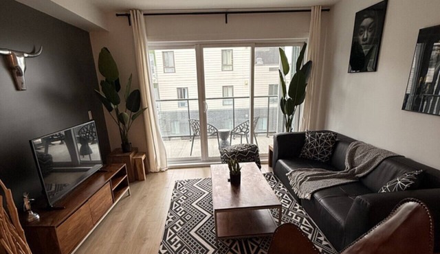Modern 1BD Suite at Le Prisme w/Indoor Pool, Gym & Yoga Studio