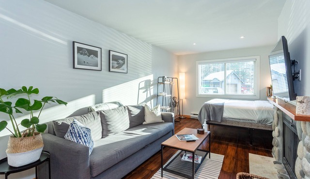 Modern 2 Studio lock-off w/free parking & 5 min walk to the gondola and/or lake