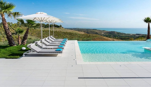 Modern private villa with pool and sea views