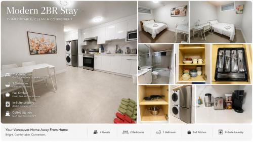 Modern Vancouver 2BR Suite Full Kitchen & Laundry