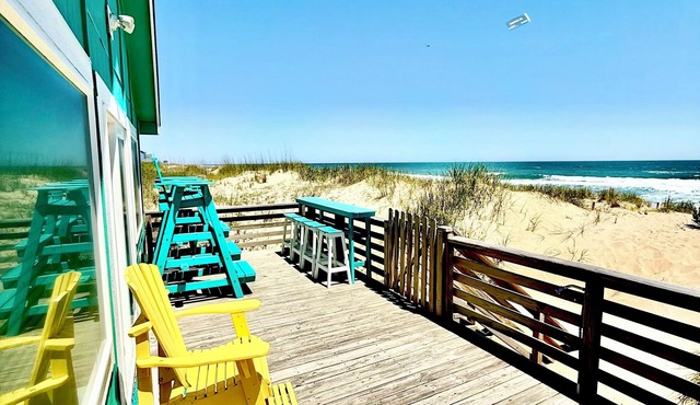 Panoramic Ocean Views in this Updated Vintage Beach Cottage Right on the Beach!