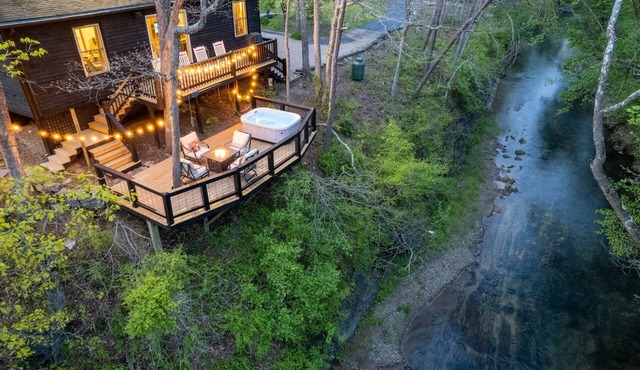 Private Riverfront Cabin | Hot Tub, Fire Pit | Blue Ridge