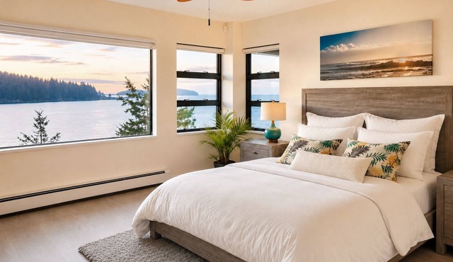 Waterfront Room with Private Bath and Deck Near Marina, Private Beach Access